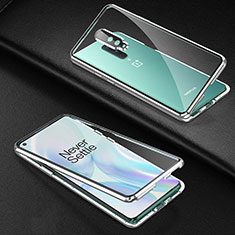 Coque Rebord Bumper Luxe Aluminum Metal Miroir 360 Degres Housse Etui Aimant T01 pour OnePlus 8 Argent