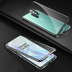 Coque Rebord Bumper Luxe Aluminum Metal Miroir 360 Degres Housse Etui Aimant T01 pour OnePlus 8 Noir