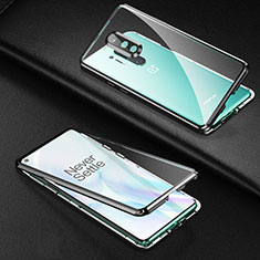 Coque Rebord Bumper Luxe Aluminum Metal Miroir 360 Degres Housse Etui Aimant T01 pour OnePlus 8 Pro Noir