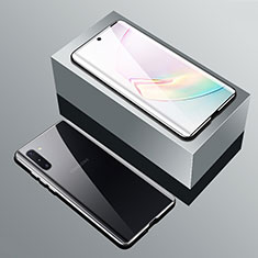 Coque Rebord Bumper Luxe Aluminum Metal Miroir 360 Degres Housse Etui Aimant T01 pour Samsung Galaxy Note 10 5G Argent