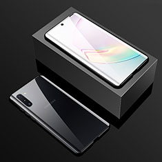 Coque Rebord Bumper Luxe Aluminum Metal Miroir 360 Degres Housse Etui Aimant T01 pour Samsung Galaxy Note 10 5G Noir