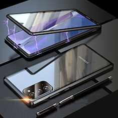 Coque Rebord Bumper Luxe Aluminum Metal Miroir 360 Degres Housse Etui Aimant T01 pour Samsung Galaxy Note 20 5G Noir