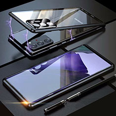 Coque Rebord Bumper Luxe Aluminum Metal Miroir 360 Degres Housse Etui Aimant T01 pour Samsung Galaxy Note 20 Ultra 5G Noir
