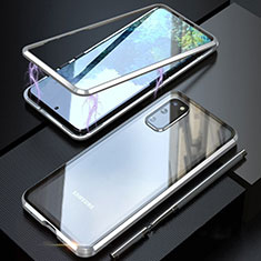 Coque Rebord Bumper Luxe Aluminum Metal Miroir 360 Degres Housse Etui Aimant T01 pour Samsung Galaxy S20 5G Argent