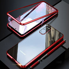 Coque Rebord Bumper Luxe Aluminum Metal Miroir 360 Degres Housse Etui Aimant T01 pour Samsung Galaxy S20 5G Rouge