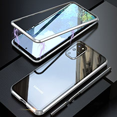 Coque Rebord Bumper Luxe Aluminum Metal Miroir 360 Degres Housse Etui Aimant T01 pour Samsung Galaxy S20 Plus 5G Argent