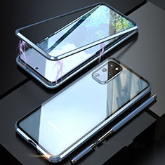 Coque Rebord Bumper Luxe Aluminum Metal Miroir 360 Degres Housse Etui Aimant T01 pour Samsung Galaxy S20 Plus 5G Bleu