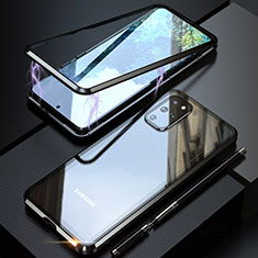Coque Rebord Bumper Luxe Aluminum Metal Miroir 360 Degres Housse Etui Aimant T01 pour Samsung Galaxy S20 Plus 5G Noir
