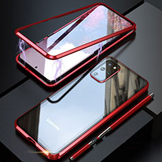 Coque Rebord Bumper Luxe Aluminum Metal Miroir 360 Degres Housse Etui Aimant T01 pour Samsung Galaxy S20 Plus 5G Rouge