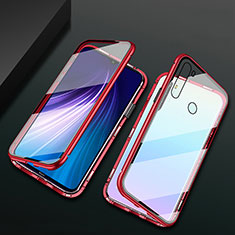 Coque Rebord Bumper Luxe Aluminum Metal Miroir 360 Degres Housse Etui Aimant T01 pour Xiaomi Redmi Note 8 (2021) Rouge