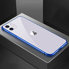 Coque Rebord Bumper Luxe Aluminum Metal Miroir 360 Degres Housse Etui Aimant T02 pour Apple iPhone 11 Bleu