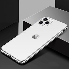 Coque Rebord Bumper Luxe Aluminum Metal Miroir 360 Degres Housse Etui Aimant T02 pour Apple iPhone 11 Pro Argent