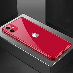 Coque Rebord Bumper Luxe Aluminum Metal Miroir 360 Degres Housse Etui Aimant T02 pour Apple iPhone 11 Rouge