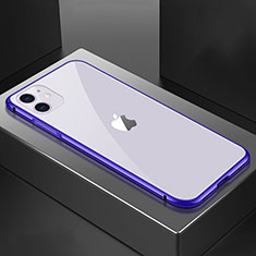 Coque Rebord Bumper Luxe Aluminum Metal Miroir 360 Degres Housse Etui Aimant T02 pour Apple iPhone 11 Violet