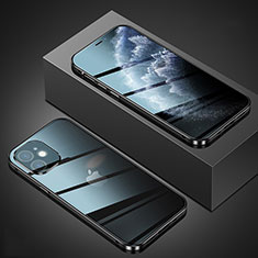 Coque Rebord Bumper Luxe Aluminum Metal Miroir 360 Degres Housse Etui Aimant T02 pour Apple iPhone 12 Noir