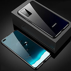 Coque Rebord Bumper Luxe Aluminum Metal Miroir 360 Degres Housse Etui Aimant T02 pour Huawei Honor V30 5G Noir