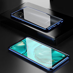 Coque Rebord Bumper Luxe Aluminum Metal Miroir 360 Degres Housse Etui Aimant T02 pour Huawei P40 Lite Bleu