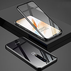 Coque Rebord Bumper Luxe Aluminum Metal Miroir 360 Degres Housse Etui Aimant T02 pour OnePlus 8 Noir