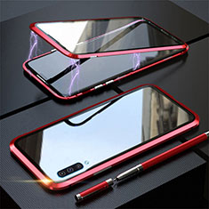Coque Rebord Bumper Luxe Aluminum Metal Miroir 360 Degres Housse Etui Aimant T02 pour Samsung Galaxy A70S Rouge
