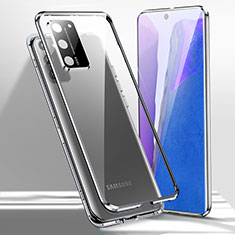 Coque Rebord Bumper Luxe Aluminum Metal Miroir 360 Degres Housse Etui Aimant T02 pour Samsung Galaxy Note 20 5G Argent