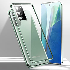 Coque Rebord Bumper Luxe Aluminum Metal Miroir 360 Degres Housse Etui Aimant T02 pour Samsung Galaxy Note 20 5G Vert