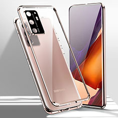 Coque Rebord Bumper Luxe Aluminum Metal Miroir 360 Degres Housse Etui Aimant T02 pour Samsung Galaxy Note 20 Ultra 5G Bronze