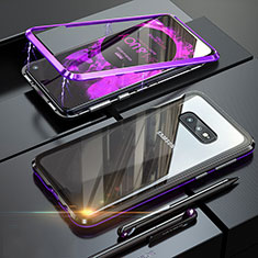 Coque Rebord Bumper Luxe Aluminum Metal Miroir 360 Degres Housse Etui Aimant T02 pour Samsung Galaxy S10e Violet