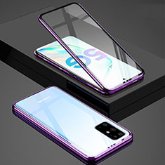 Coque Rebord Bumper Luxe Aluminum Metal Miroir 360 Degres Housse Etui Aimant T02 pour Samsung Galaxy S20 Plus 5G Violet