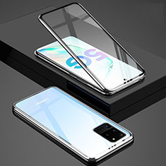 Coque Rebord Bumper Luxe Aluminum Metal Miroir 360 Degres Housse Etui Aimant T02 pour Samsung Galaxy S20 Ultra 5G Argent