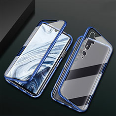 Coque Rebord Bumper Luxe Aluminum Metal Miroir 360 Degres Housse Etui Aimant T02 pour Xiaomi Mi Note 10 Bleu