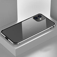 Coque Rebord Bumper Luxe Aluminum Metal Miroir 360 Degres Housse Etui Aimant T03 pour Apple iPhone 11 Argent