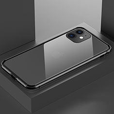 Coque Rebord Bumper Luxe Aluminum Metal Miroir 360 Degres Housse Etui Aimant T03 pour Apple iPhone 11 Noir