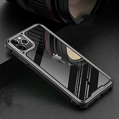 Coque Rebord Bumper Luxe Aluminum Metal Miroir 360 Degres Housse Etui Aimant T03 pour Apple iPhone 11 Pro Max Argent