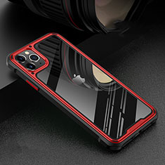 Coque Rebord Bumper Luxe Aluminum Metal Miroir 360 Degres Housse Etui Aimant T03 pour Apple iPhone 11 Pro Max Rouge