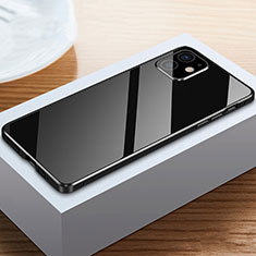 Coque Rebord Bumper Luxe Aluminum Metal Miroir 360 Degres Housse Etui Aimant T03 pour Apple iPhone 12 Mini Noir