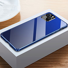 Coque Rebord Bumper Luxe Aluminum Metal Miroir 360 Degres Housse Etui Aimant T03 pour Apple iPhone 12 Pro Max Bleu