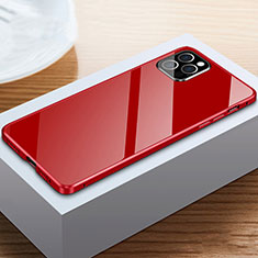 Coque Rebord Bumper Luxe Aluminum Metal Miroir 360 Degres Housse Etui Aimant T03 pour Apple iPhone 12 Pro Max Rouge