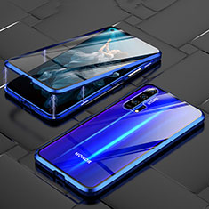 Coque Rebord Bumper Luxe Aluminum Metal Miroir 360 Degres Housse Etui Aimant T03 pour Huawei Honor 20 Pro Bleu