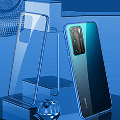 Coque Rebord Bumper Luxe Aluminum Metal Miroir 360 Degres Housse Etui Aimant T03 pour Huawei P40 Bleu