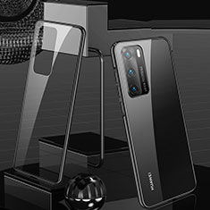 Coque Rebord Bumper Luxe Aluminum Metal Miroir 360 Degres Housse Etui Aimant T03 pour Huawei P40 Noir