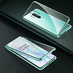 Coque Rebord Bumper Luxe Aluminum Metal Miroir 360 Degres Housse Etui Aimant T03 pour OnePlus 8 Pro Vert