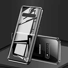 Coque Rebord Bumper Luxe Aluminum Metal Miroir 360 Degres Housse Etui Aimant T03 pour Samsung Galaxy S10 5G Noir