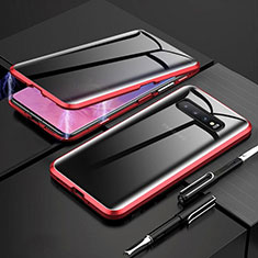 Coque Rebord Bumper Luxe Aluminum Metal Miroir 360 Degres Housse Etui Aimant T03 pour Samsung Galaxy S10 Plus Rouge