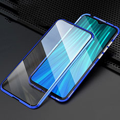 Coque Rebord Bumper Luxe Aluminum Metal Miroir 360 Degres Housse Etui Aimant T03 pour Xiaomi Redmi Note 8 Pro Bleu