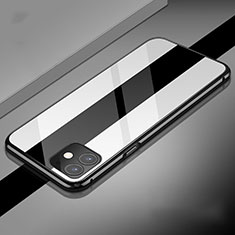 Coque Rebord Bumper Luxe Aluminum Metal Miroir 360 Degres Housse Etui Aimant T04 pour Apple iPhone 11 Blanc