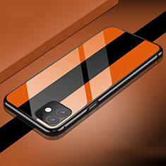 Coque Rebord Bumper Luxe Aluminum Metal Miroir 360 Degres Housse Etui Aimant T04 pour Apple iPhone 11 Orange