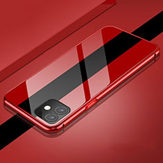 Coque Rebord Bumper Luxe Aluminum Metal Miroir 360 Degres Housse Etui Aimant T04 pour Apple iPhone 11 Rouge