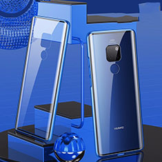 Coque Rebord Bumper Luxe Aluminum Metal Miroir 360 Degres Housse Etui Aimant T04 pour Huawei Mate 20 Bleu