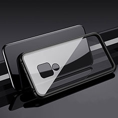 Coque Rebord Bumper Luxe Aluminum Metal Miroir 360 Degres Housse Etui Aimant T04 pour Huawei Mate 20 X 5G Noir