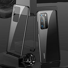 Coque Rebord Bumper Luxe Aluminum Metal Miroir 360 Degres Housse Etui Aimant T04 pour Huawei P40 Pro Noir